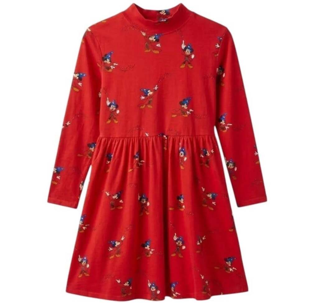Cakeworthy Disney Fantasia Sorcerer Mickey Mouse Red Dress Long Sleeve L Large